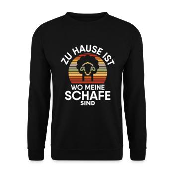Zuhause ist wo meine Schafe sind Lustiges Schaf - Unisex Pullover - Schwarz - Vorne - Alina (178cm) & Michal (187cm)