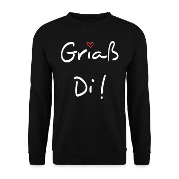 Griaß di Allgäu - Unisex Pullover - Schwarz - Vorne - Alina (178cm) & Michal (187cm)