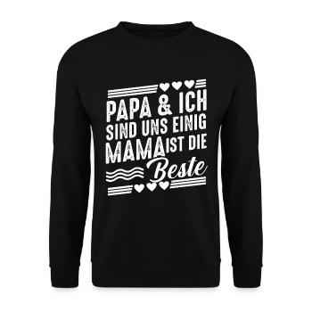 Vater Papa Sohn Erzeuger - Unisex Pullover - Schwarz - Vorne - Alina (178cm) & Michal (187cm)