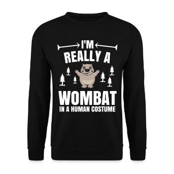 Wombat Beuteltier Australien Geschenk - Unisex Pullover - Schwarz - Vorne - Alina (178cm) & Michal (187cm)