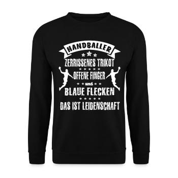 Handball Handballer Handballspieler Spruch - Unisex Pullover - Schwarz - Vorne - Alina (178cm) & Michal (187cm)