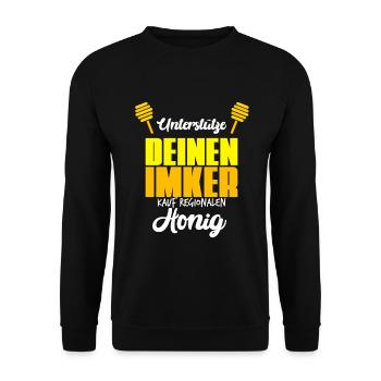 Regionaler Honig - Bienen Imker Spruch Geschenk - Unisex Pullover - Schwarz - Vorne - Alina (178cm) & Michal (187cm)