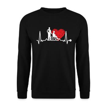 Herzschlag Altenpfleger Puls EKG - Unisex Pullover - Schwarz - Vorne - Alina (178cm) & Michal (187cm)