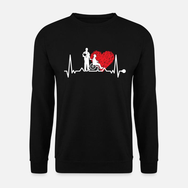 Herzschlag Altenpfleger Puls EKG - Unisex Pullover - Schwarz