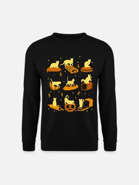 Bäcker-Brotgebäck Lustiges Katzenliebhaber-Geschen - Unisex Pullover - Schwarz