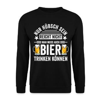 Bier Trinken Betrunken Besoffen - Unisex Pullover - Schwarz - Vorne - Alina (178cm) & Michal (187cm)