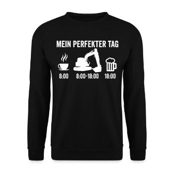 Bagger Bier Kaffee - Unisex Pullover - Schwarz - Vorne - Alina (178cm) & Michal (187cm)