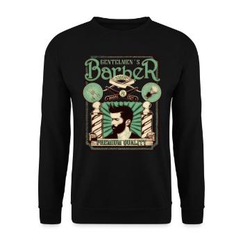 Barber Shop Shirt - Unisex Pullover - Schwarz - Vorne - Alina (178cm) & Michal (187cm)