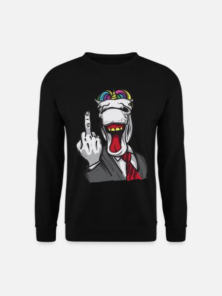 Affaires de doigt du milieu Licorne - Sweat-shirt Unisexe - noir