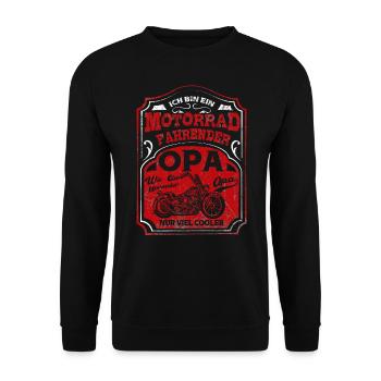 Motorrad Opa T-Shirt - Unisex Pullover - Schwarz - Vorne - Alina (178cm) & Michal (187cm)