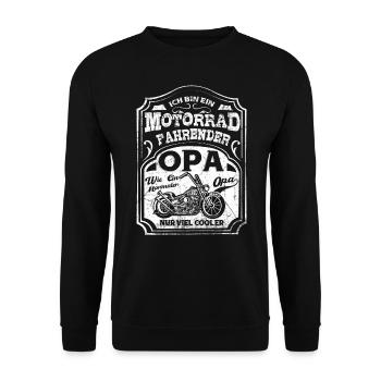 Motorbike Grandpa T-shirt - Unisex Sweatshirt - black - Front - Alina (178cm) & Michal (187cm)