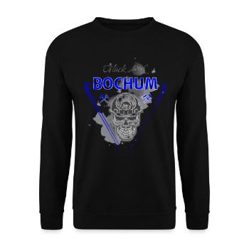 Bochum Glück Auf Totenkopf Ruhrpott Geschenk - Unisex Pullover - Schwarz - Vorne - Alina (178cm) & Michal (187cm)
