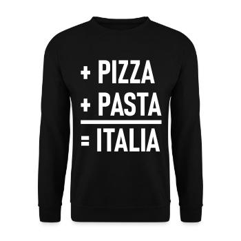 Pizza + Pasta = Italia Italien Italienisch - Unisex Pullover - Schwarz - Vorne - Alina (178cm) & Michal (187cm)