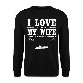 Ship I Love My Wife - Funny Ship Lover Present - Unisex Sweatshirt - black - Front - Alina (178cm) & Michal (187cm)