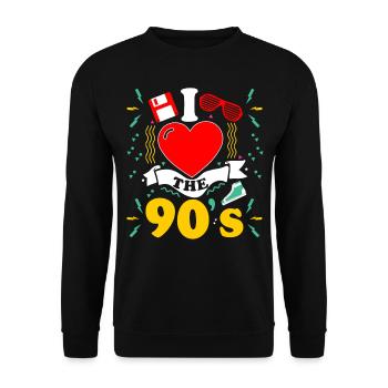 Rétro I Love 90s Outfit Heart Party Gifts - Sweat-shirt Unisexe - noir - Devant - Alina (178cm) & Michal (187cm)
