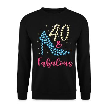 40 And Fabulous 40Ter 40. Geburtstag Damen - Unisex Pullover - Schwarz - Vorne - Alina (178cm) & Michal (187cm)