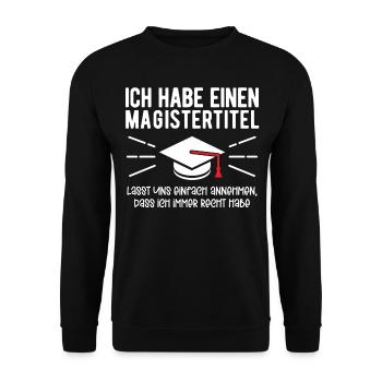 Magisterabschluss Österreich Magistra Magister - Unisex Pullover - Schwarz - Vorne - Alina (178cm) & Michal (187cm)