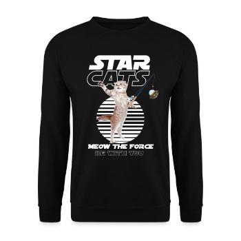 Star Cats Pêcheur Idée cadeau anniversaire - Sweat-shirt Unisexe - noir - Devant - Alina (178cm) & Michal (187cm)