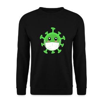Corona Sweet green virus with Quarantine mouthguard - Unisex Sweatshirt - black - Front - Alina (178cm) & Michal (187cm)