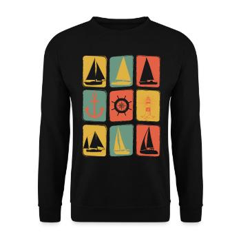 Segeln Kapitän Segler Vintage Retro - Unisex Pullover - Schwarz - Vorne - Alina (178cm) & Michal (187cm)