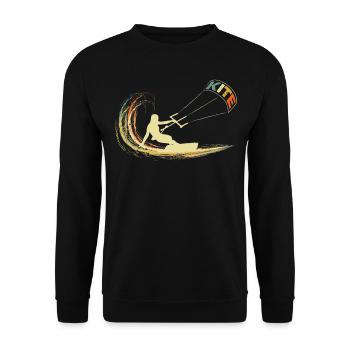 Kite Kiting Vintage Retro Kitesurfen Surf - Unisex Pullover - Schwarz - Vorne - Alina (178cm) & Michal (187cm)