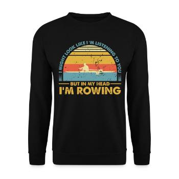 Rudern Rowing Vintage Spruch - Unisex Pullover - Schwarz - Vorne - Alina (178cm) & Michal (187cm)