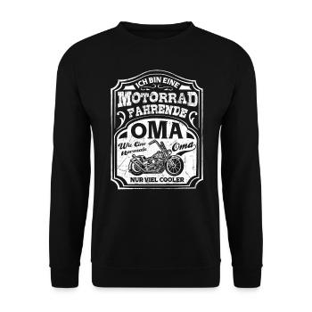 Motorrad Oma T-Shirt - Unisex Pullover - Schwarz - Vorne - Alina (178cm) & Michal (187cm)