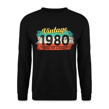 Vintage Jahrgang 1980 Retro 41 Jahre Geburtstag - Unisex Pullover - Schwarz - Vorne - Alina (178cm) & Michal (187cm)