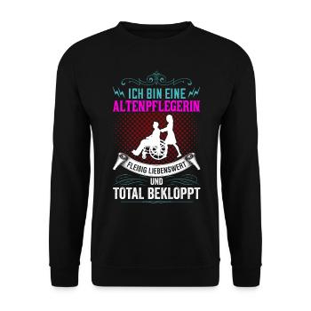 Altenpflegerin - Lustiges Pflege Shirt - Unisex Pullover - Schwarz - Vorne - Alina (178cm) & Michal (187cm)
