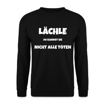 Lächle - Unisex Pullover - Schwarz - Vorne - Alina (178cm) & Michal (187cm)