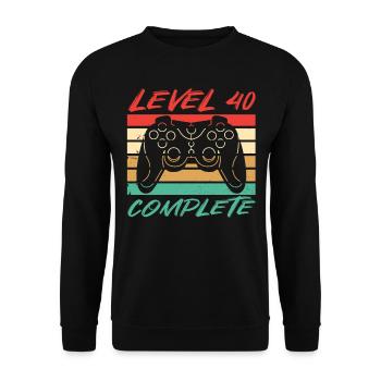 40th 40th Birthday Level 40 Complete - Unisex Sweatshirt - black - Front - Alina (178cm) & Michal (187cm)