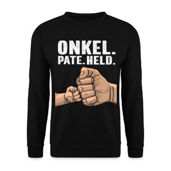 Onkel, Pate, Held, T Shirt, Geschenk - Unisex Pullover - Schwarz - Vorne - Alina (178cm) & Michal (187cm)