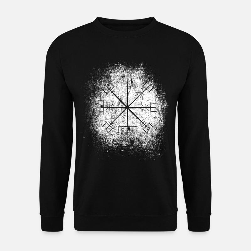 Vegvisir Wikinger-Kompass Runen Grunge - Unisex Pullover - Schwarz