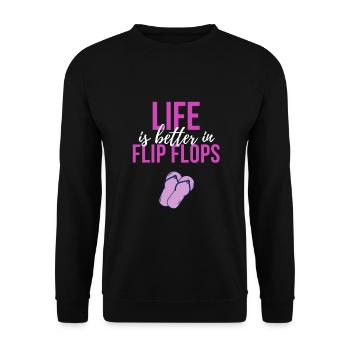 Flip Flops Leben - Unisex Pullover - Schwarz - Vorne - Alina (178cm) & Michal (187cm)