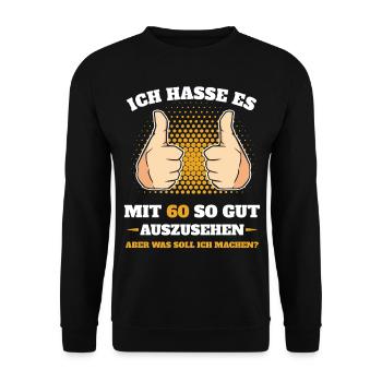60.Geburtstag - Unisex Pullover - Schwarz - Vorne - Alina (178cm) & Michal (187cm)