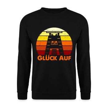 Glück Auf - Ruhrgebiet Kumpel Zeche Ruhrpott Junge - Unisex Pullover - Schwarz - Vorne - Alina (178cm) & Michal (187cm)