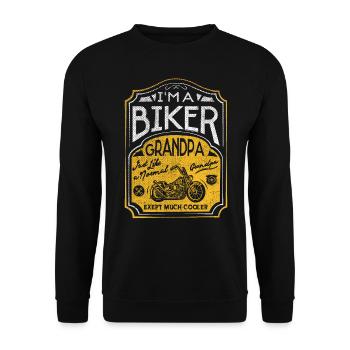 Biker Grandpa shirt - Unisex Sweatshirt - black - Front - Alina (178cm) & Michal (187cm)