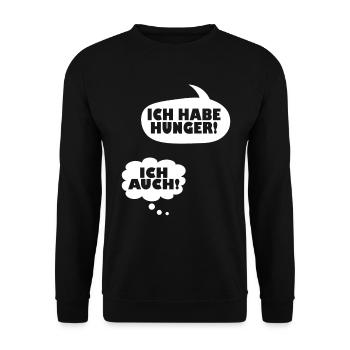 Ich Habe Hunger Schwangerschaftsmode Werdende Mutt - Unisex Pullover - Schwarz - Vorne - Alina (178cm) & Michal (187cm)