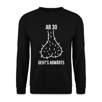 30. Geburtstag Männer Abwärts Hoden 1990 - Unisex Pullover - Schwarz - Vorne - Alina (178cm) & Michal (187cm)