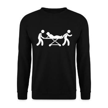 Sanitaeter Notarzt erste Hilfe Geschenk - Unisex Pullover - Schwarz - Vorne - Alina (178cm) & Michal (187cm)