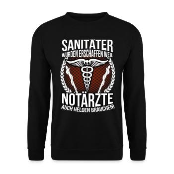 Sanitäter Ambulanz Erste Hilfe - Unisex Pullover - Schwarz - Vorne - Alina (178cm) & Michal (187cm)