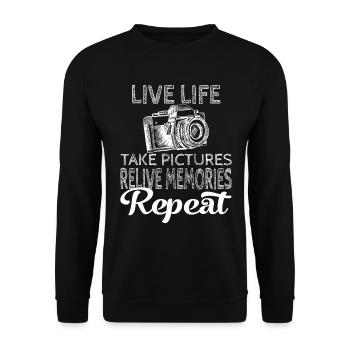 Prenez des photos de l'appareil photo esquissé - Sweat-shirt Unisexe - noir - Devant - Alina (178cm) & Michal (187cm)