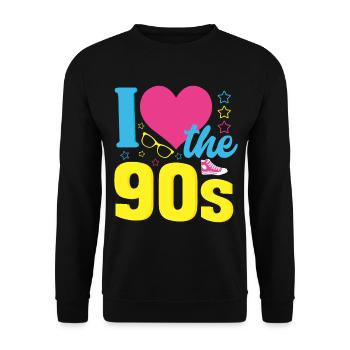 J'aime la chemise des années 90 - Sweat-shirt Unisexe - noir - Devant - Alina (178cm) & Michal (187cm)