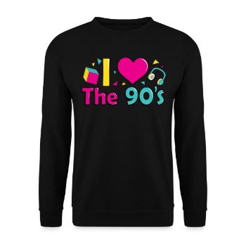 Retro I Love 90s outfit heart party t-shirt - Unisex Sweatshirt - black - Front - Alina (178cm) & Michal (187cm)
