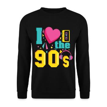 Retro I Love 90s outfit heart party t-shirt - Unisex Sweatshirt - black - Front - Alina (178cm) & Michal (187cm)