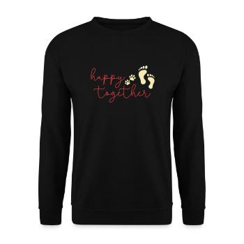Happy Together, Hund und Mensch - Unisex Pullover - Schwarz - Vorne - Alina (178cm) & Michal (187cm)