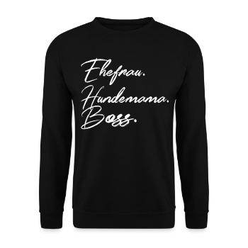 Hundemama Ehefrau Hund Hundemutter Geschenk - Unisex Pullover - Schwarz - Vorne - Alina (178cm) & Michal (187cm)