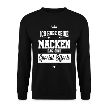 Ich habe keine Macken das sind special effects - Unisex Pullover - Schwarz - Vorne - Alina (178cm) & Michal (187cm)