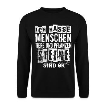 Humor Lustig Witzig Lachen - Unisex Pullover - Schwarz - Vorne - Alina (178cm) & Michal (187cm)