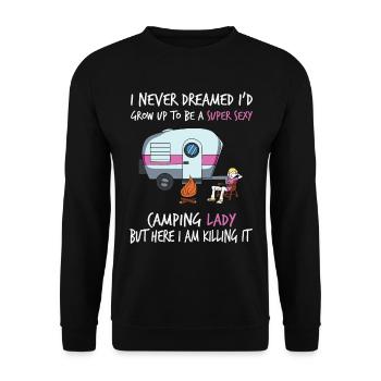 Camping camping caravane camp - Sweat-shirt Unisexe - noir - Devant - Alina (178cm) & Michal (187cm)